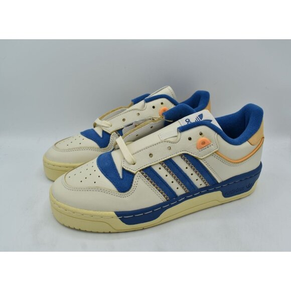 Adidas Womens Size 9.5 Rivalry 86 Low Blue Cream White Leather Shoes Sneakers